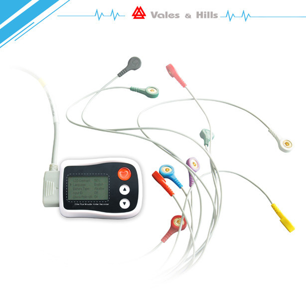 Portable Holter ECG black Recorder With LCD , Holter Heart Monitor FDA