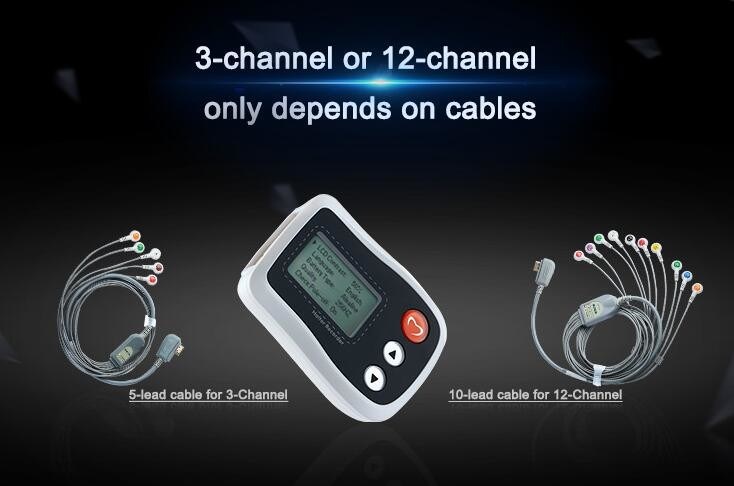 Multi Lead Cables Pocket Holter Mini ECG Monitor Testing With White ...