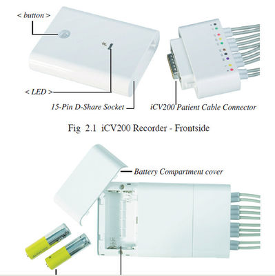 12 Lead Bluetooth 2*AA Battery Mini Ecg Machine